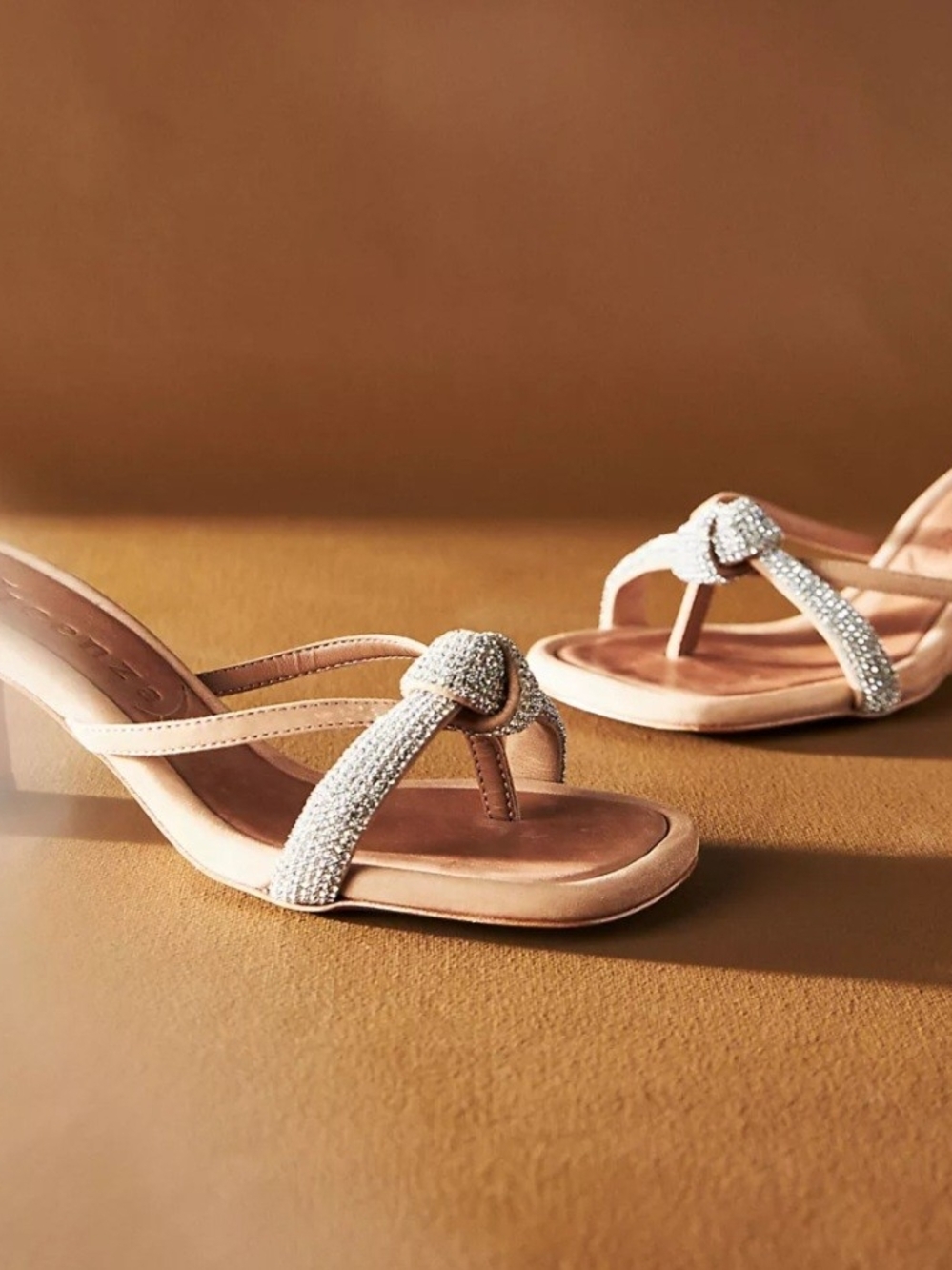 Anthropologie Vicenza Rhinestone Knot Kitten-Heel Mules